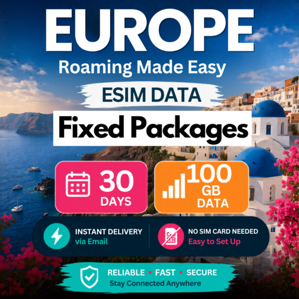 Europe eSIM – 100GB (30 Days)