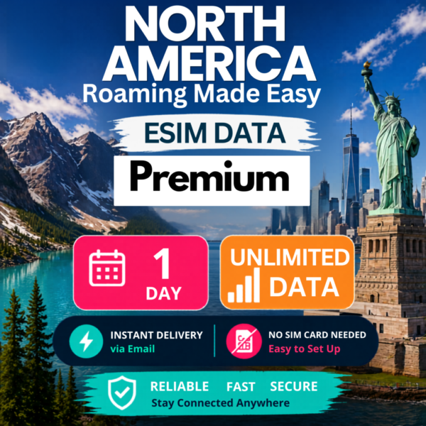 North America eSIM – Premium Unlimited (1 Day)