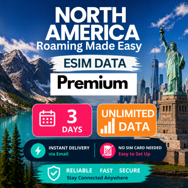 North America eSIM – Premium Unlimited (3Day)