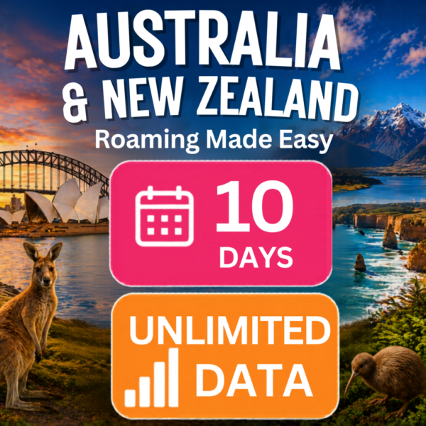 Australia & NZ eSim– Standard Unlimited (10 Day)