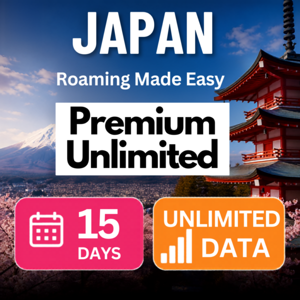 Japan eSim– Premium Unlimited (15 Day)