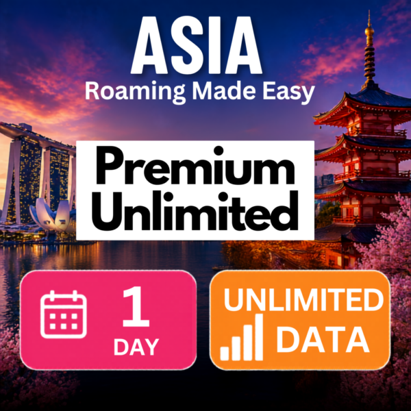 Asia eSIM – Premium Unlimited (1 Day)