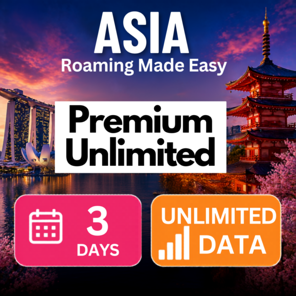Asia eSIM – Premium Unlimited (3Day)