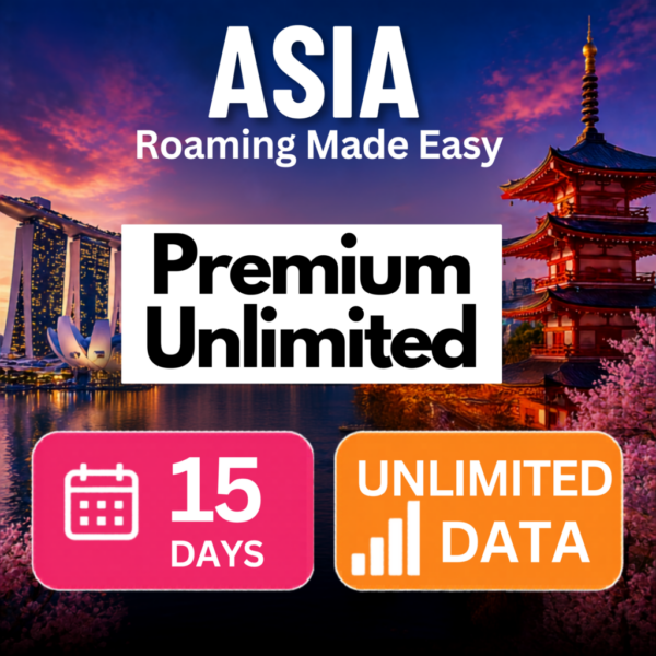 Asia eSIM – Premium Unlimited (15 Day)
