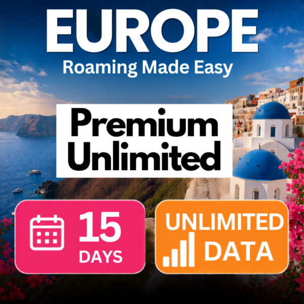 Europe eSIM – Premium Unlimited (15 Day)