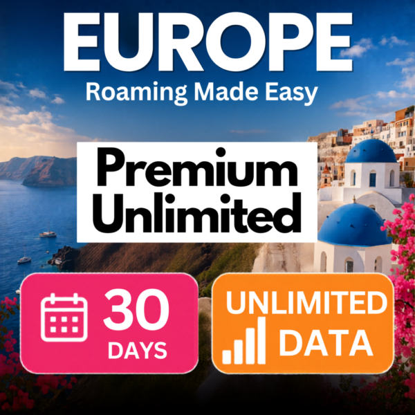 Europe eSIM – Premium Unlimited (30 Day)