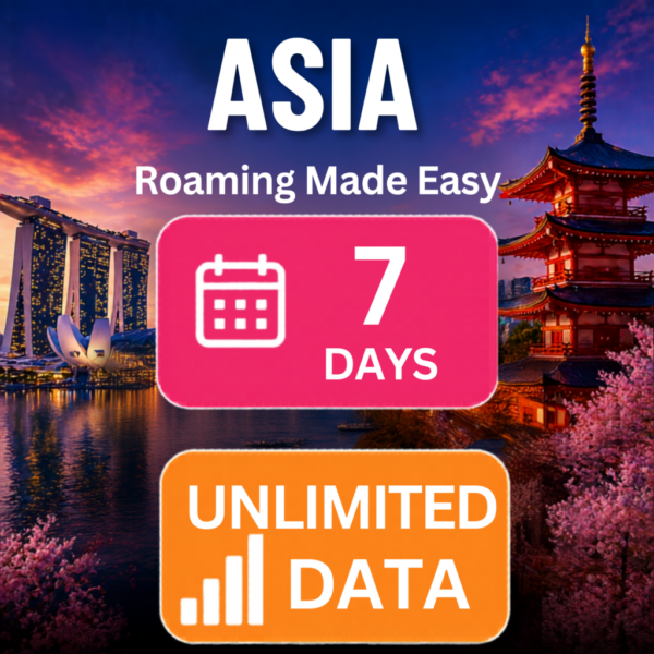Asia eSIM – Standard Unlimited (7 Day)