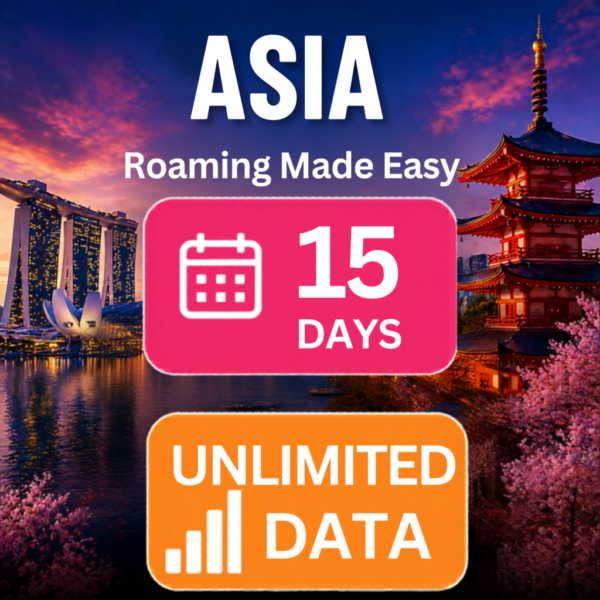 Asia eSIM – Standard Unlimited (15 Day)