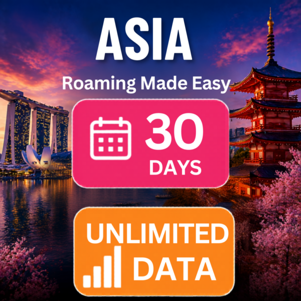 Asia eSIM – Standard Unlimited (30 Day)