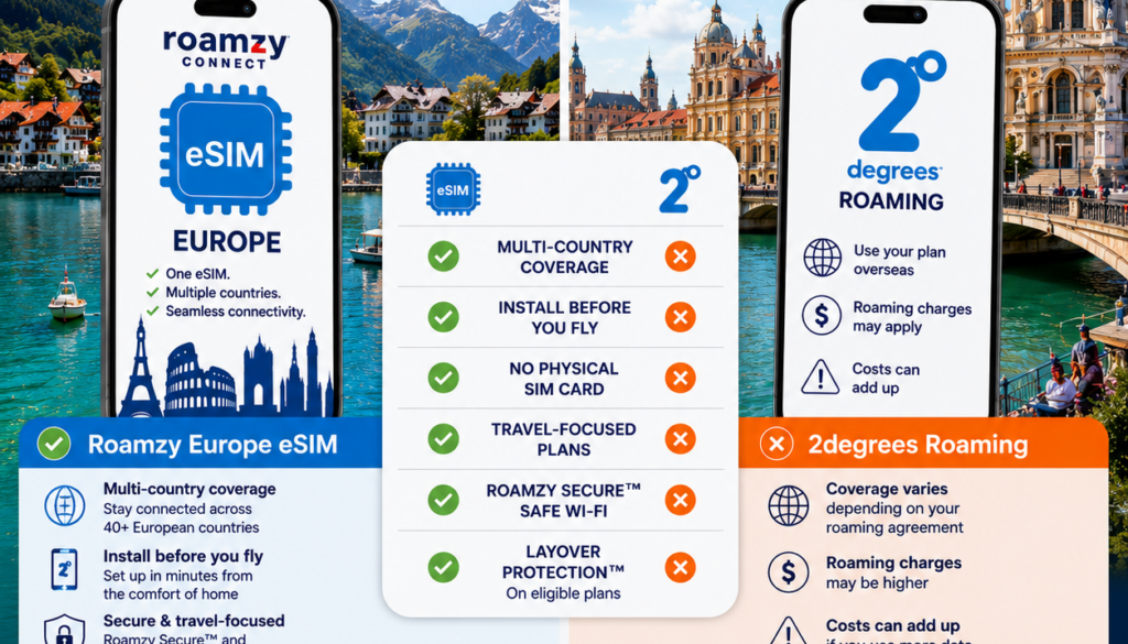 Europe eSIM vs 2degrees Roaming