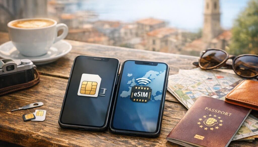 can I use my regular SIM and a Europe eSIM together